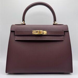 28CM Classic Epsom Top Handle Satchel Bag - Oxblood